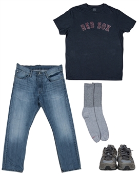 2015 Mark Wahlberg Screen Worn Outfit for "Ted 2" (Red Sox T-shirt, Jeans, and New Balance Shoes) (MRC COA)